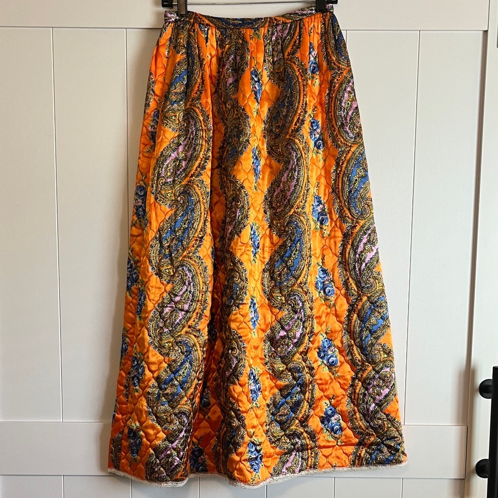 Vibrant Orange Paisley A-Line Skirt